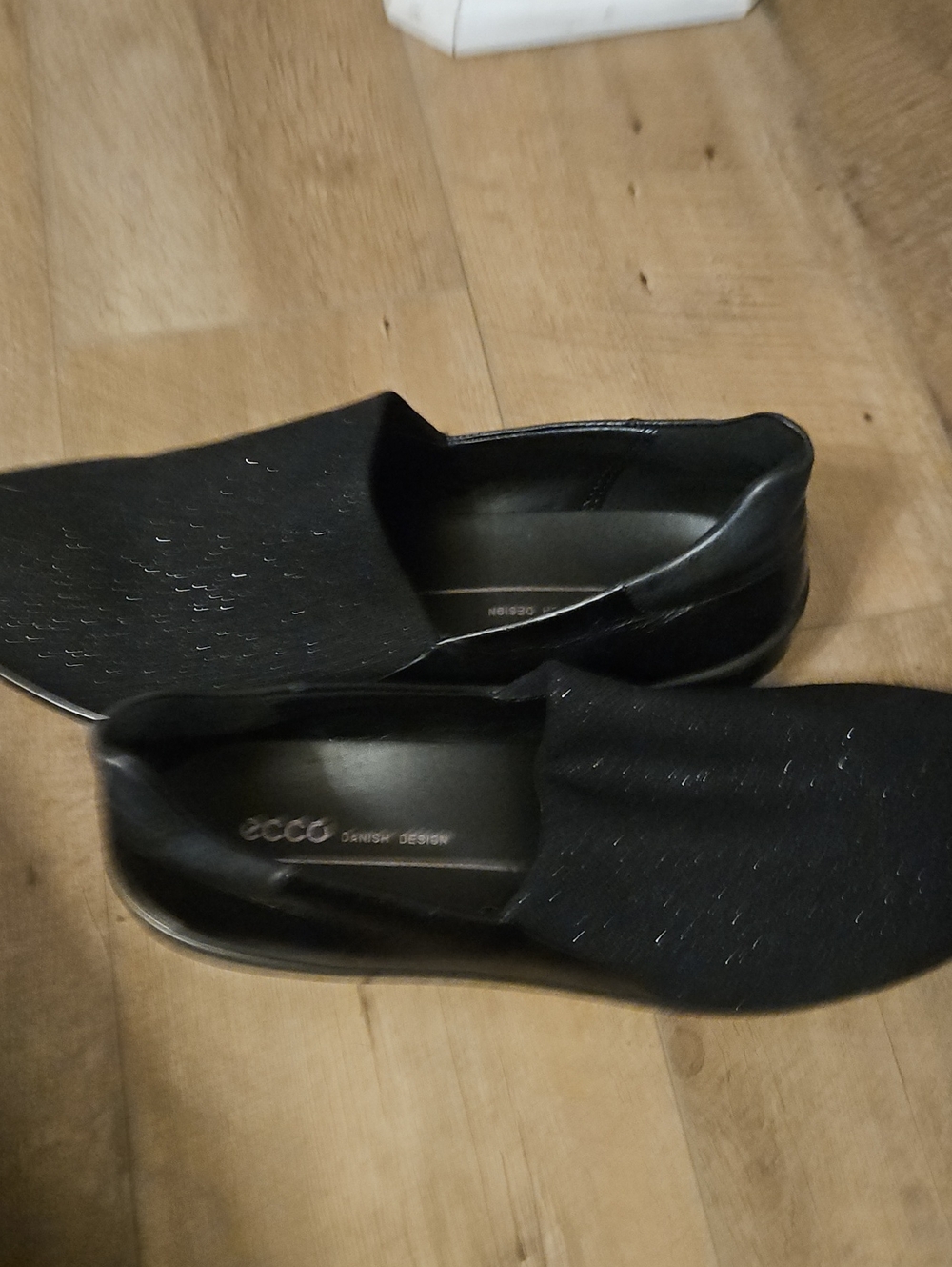 Ecco Women's Black Slip-On Loafers with Subtle Sparkle